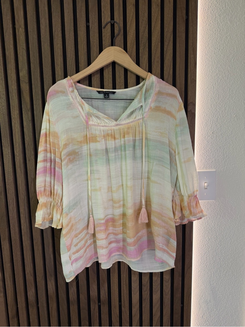 Zac & Rachel Pastel Stripe Textured Tunic - Yellow Pink Mint Orange